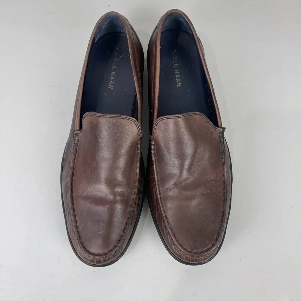 Cole Haan Brown Leather Slip On Moc Toe Loafers Size 11.5M